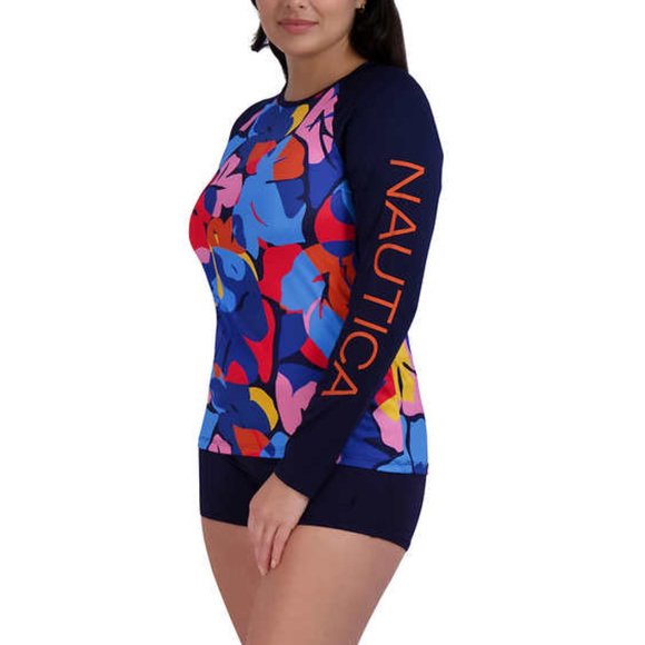 Nautica Ladies Long Sleeve Rashguard Swim Shirt Multi-Color NWT - Picture 5 of 7